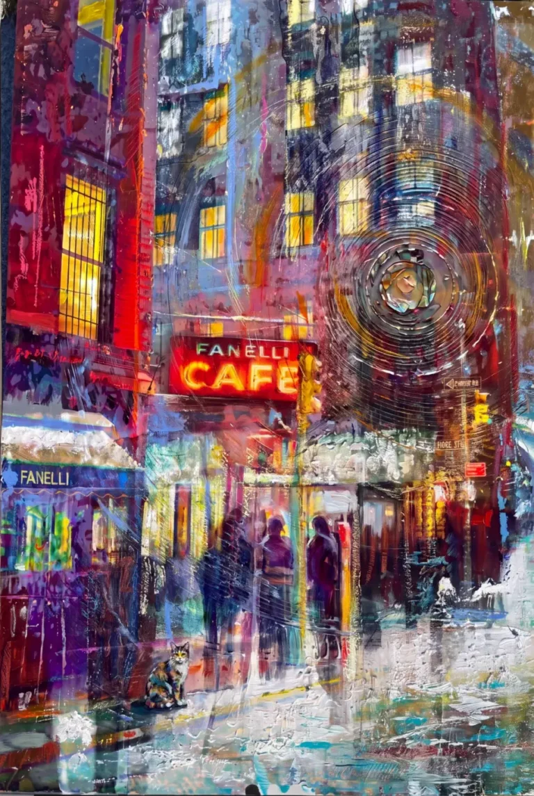 Urban Cafe Nocturne Impressionist Art for Living Room