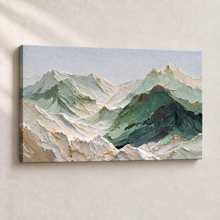 Artwork Textured Mountain Crest Impressionist stretched canvas close-up