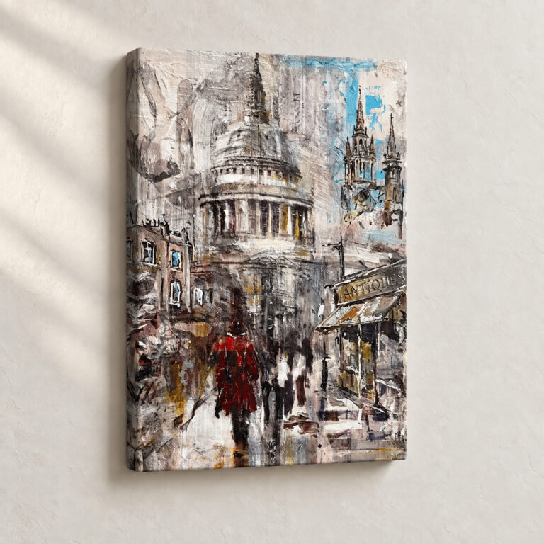 Artwork St. Paul’s Under Grey Skies Expressionist stretched canvas close-up