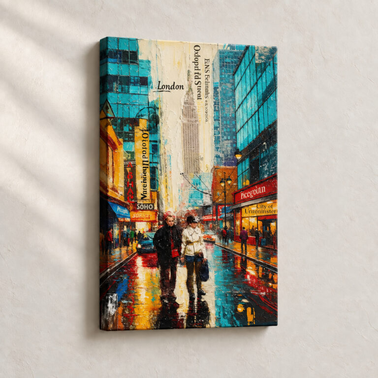 Artwork Soho Streets and Reflections Urban stretched canvas close-up