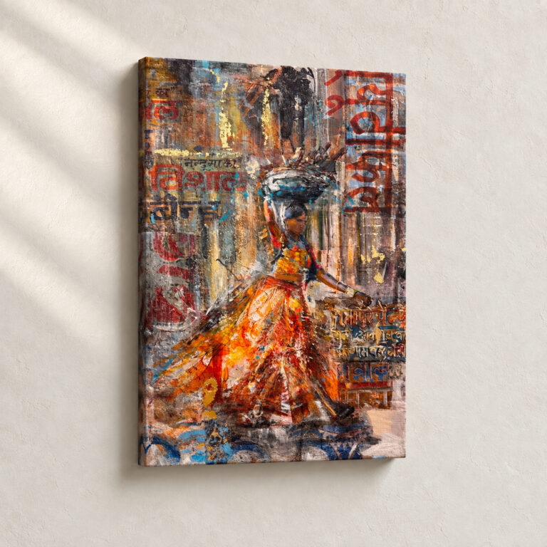 Artwork Woman in Vibrant Passage Expressionist stretched canvas close-up