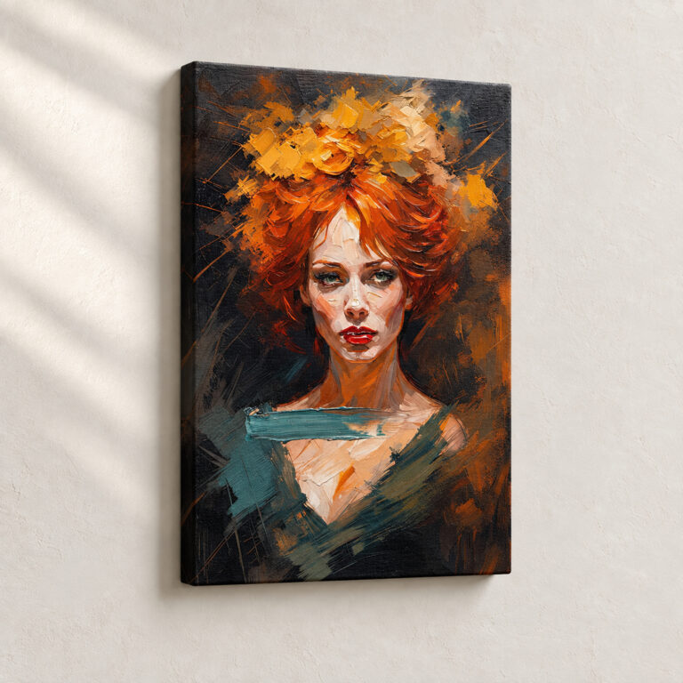 Artwork Crimson Tresses in Brush Expressionist stretched canvas close-up