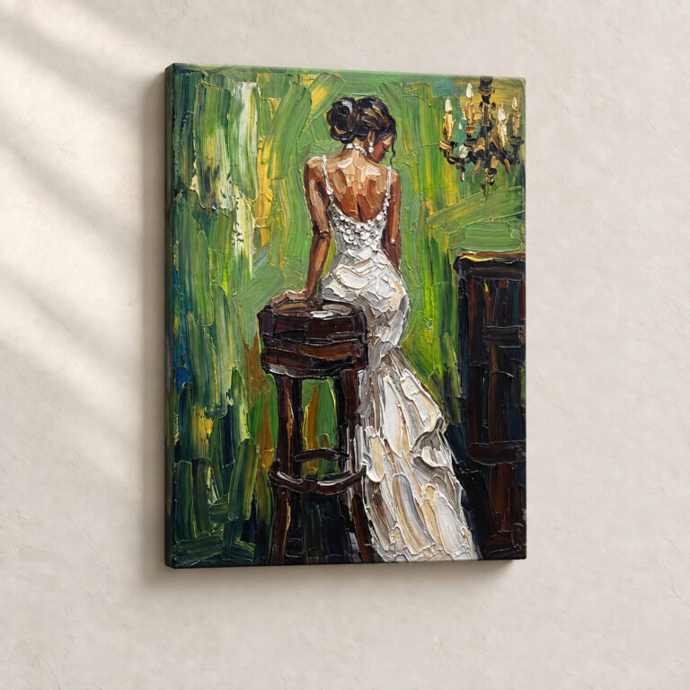 Artwork Bride in Ivy Light Impressionist stretched canvas close-up