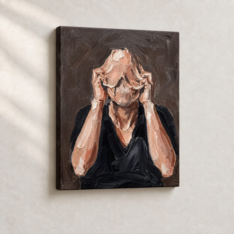 Hand Finished Artwork Distorted Veil Expressionist stretched canvas close-up