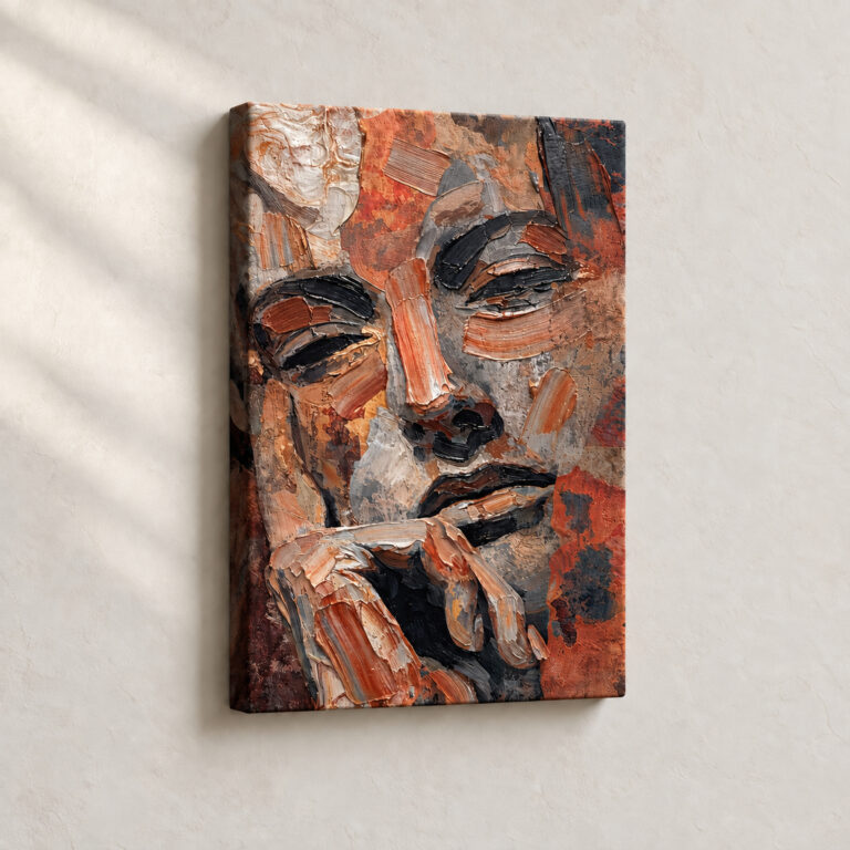 Hand Finished Artwork Textured Facial Reflection Impressionist