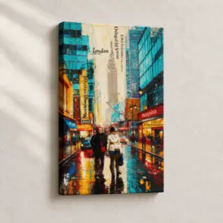 Artwork Soho Streets and Reflections Urban stretched canvas close-up