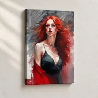 Artwork Crimson Haired Essence Expressionist stretched canvas close-up