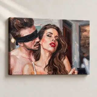 Hand Finished Artwork Blindfolded Whisper Expressionist stretched canvas close-up