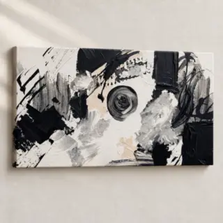 Hand Finished Artwork Monochrome Swirl in Motion Abstract stretched canvas close-up