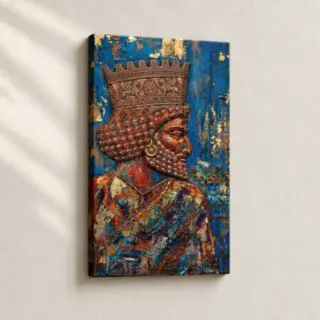 Artwork Gilded Monarch in Profile Figurative stretched canvas close-up