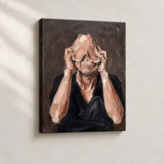 Hand Finished Artwork Distorted Veil Expressionist stretched canvas close-up