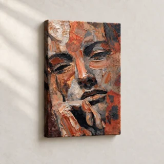 Hand Finished Artwork Textured Facial Reflection Impressionist stretched canvas close-up